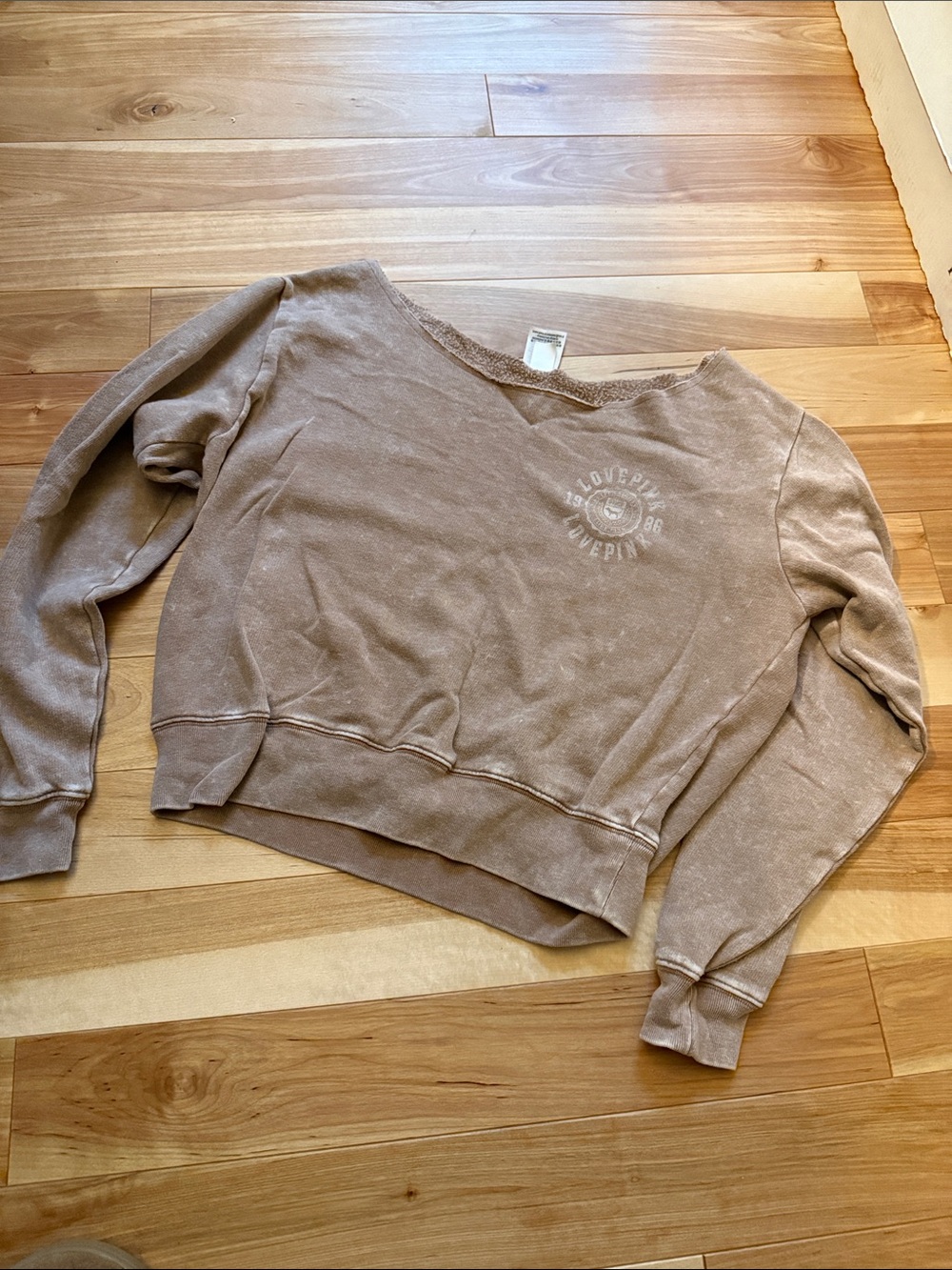VS Pink Washed Taupe Women's Pullover Sweatshirt